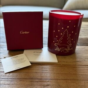 Cartier Red Glass Candle with Gold Panthère Motif